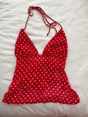 SHEIN Red Polka Dot Crop Top